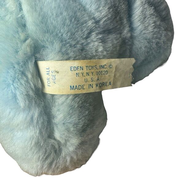 Vintage Eden Pastel Thermal Waffle Weave Color Block Teddy  Eden 8” Teddy Bear Plush Pastel Blue Vintage Stuffed Lovey Rare Fast Shipping
